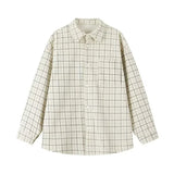 Men's Retro Plaid Hip Hop Corduroy Shirt