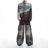 Versatile Patchwork Denim & Leather Jacket