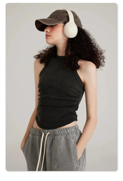 Washed Solid Color Women's Top