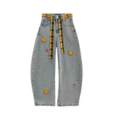 Insulated Korean Style Curved Knife Wide Leg Jeans