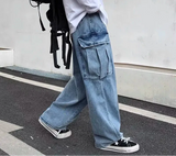 Autumn Trendy Loose Fit Denim Cargo Jeans