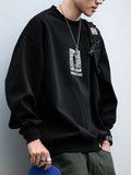 Versatile Loose Fit Round Neck Print Sweatshirt