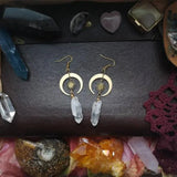 Brass Crescent Boho Witchy Earrings