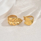 Elegant Gold Leaf Shaped Open Ring
