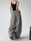 Gray Parachute Letter Embroidery Cargo Pants