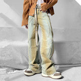 Streetwear Washed Blue Baggy Stack Jeans