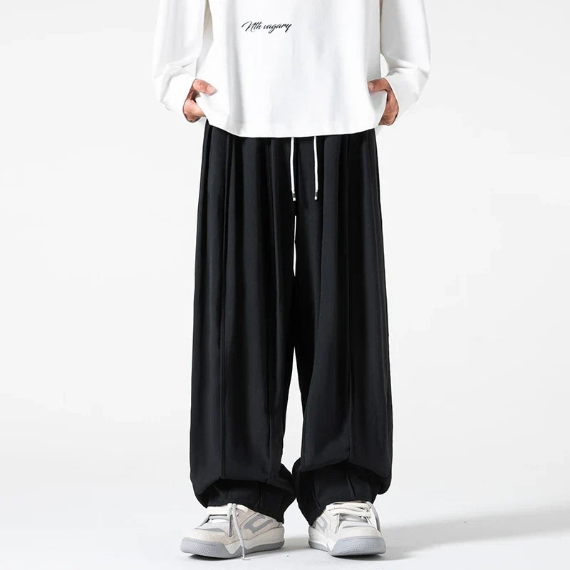 Fashionable High Waist Wide Leg Solid Color Jogger
