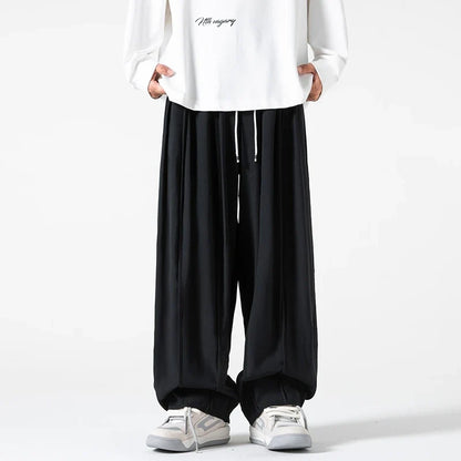 Fashionable High Waist Wide Leg Solid Color Jogger