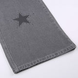 Y2K Gray Star Grunge Baggy Denim Pants