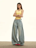 Women Long-lasting Oversize Ripped Blue Denim Jeans