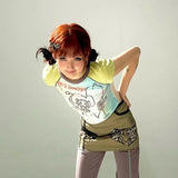 Soft Touch Cute Cartoon Print Slim T-Shirt