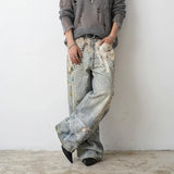 American High Street 3D Print Wide Leg Jeans