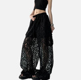 Hollow American Lace Retro Wide Leg Pants