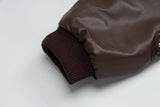 Retro Rivets Embroidery PU Leather Hooded Jacket