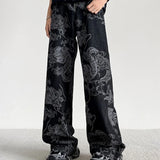 Dragon Pattern Chinese Style Retro Jeans
