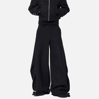 Effortless Solid Color Wide Leg Casual Pants