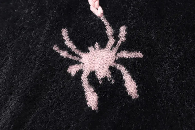 Gothic Oversized Knitted Spider Casual Cardigan