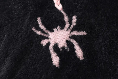 Gothic Oversized Knitted Spider Casual Cardigan