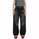 High Quality Wornout Burr Straight Jeans