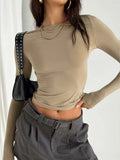 Model wearing the coffee Dynamic Fit Long-Sleeve T-Shirt
