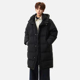 Fashionable Solid Color Hooded Puffer Zipper Coat