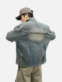 Chic Pleated Stitching Tie Dye Denim Jacket
