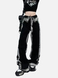 Y2K High Waist Contrast Color Wide Leg Jeans