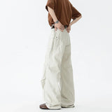 Gray & White Cargo Denim Work Jeans