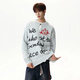 Jacquard Contrast Color V-Neck Knitting Sweater