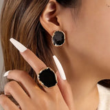 Gothic Large Black Irregular Ring
