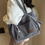 Retro Corduroy Tote Bag Multi-Pocket Handbag