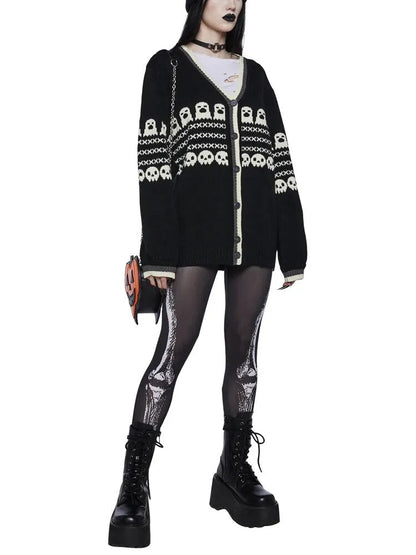 Halloween Retro Skulls & Ghosts Sweater