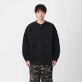 Casual Stand Collar Button Detail Sweatshirt