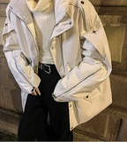 Thick Hip Hop Stand Collar Faux Leather Jacket