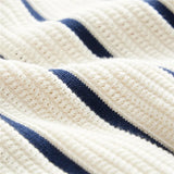 Stylish Striped Knit Polo Cardigan
