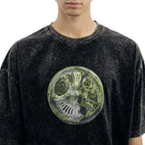 Retro Patterned Short-Sleeved Cotton T-Shirt