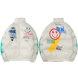 Streetwear Graffiti Print Winter Padded Puffer Jacket