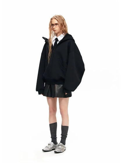 Women Cool Thick Oversize Zip-Up Sweatshirt
