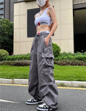Y2K Parachute Black Cargo Pants