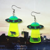 Extraterrestrial Space Acrylic Embossed UFO Earring