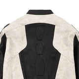 Contrasting Color Leather Jacket