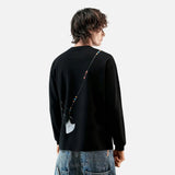 Streetwear Gradient Beaded Crewneck Sweatshirt