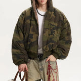 Men Camouflage Thickened Retro Hooded Winter Jacket