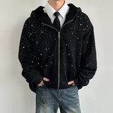 Diamond Patchwork Hooded Faux Fur Sweatshirt