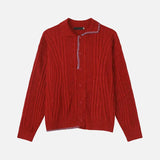 Korean Style Turn Down Collar Half Open Knitted Sweater