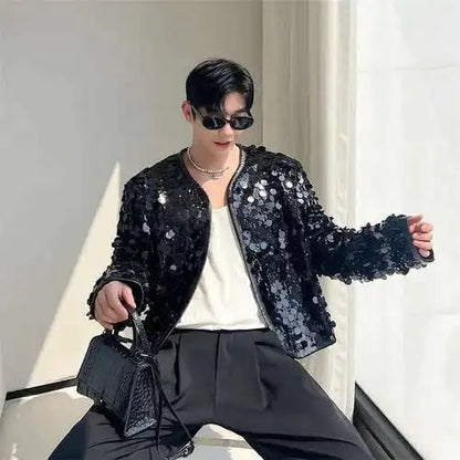 Trendy Stylish Sequin Splicing Street Jacket