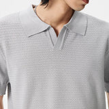 Flexible Vintage Retro Knitted Jacquard Polo T-Shirt