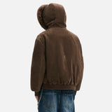 Plush Thick Spliced Faux Fur Collar Hooded Jacket