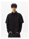 Streetwear Plaid Spliced Long Sleeve Lapel Shirt