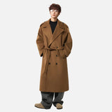 Y2K Belt Thick Double Breasted Woolen Coat